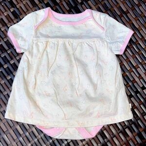 GEORGE BABY Organic Cotton Girls 3-6mo Short Sleeve Onesie Dress Animals Pink